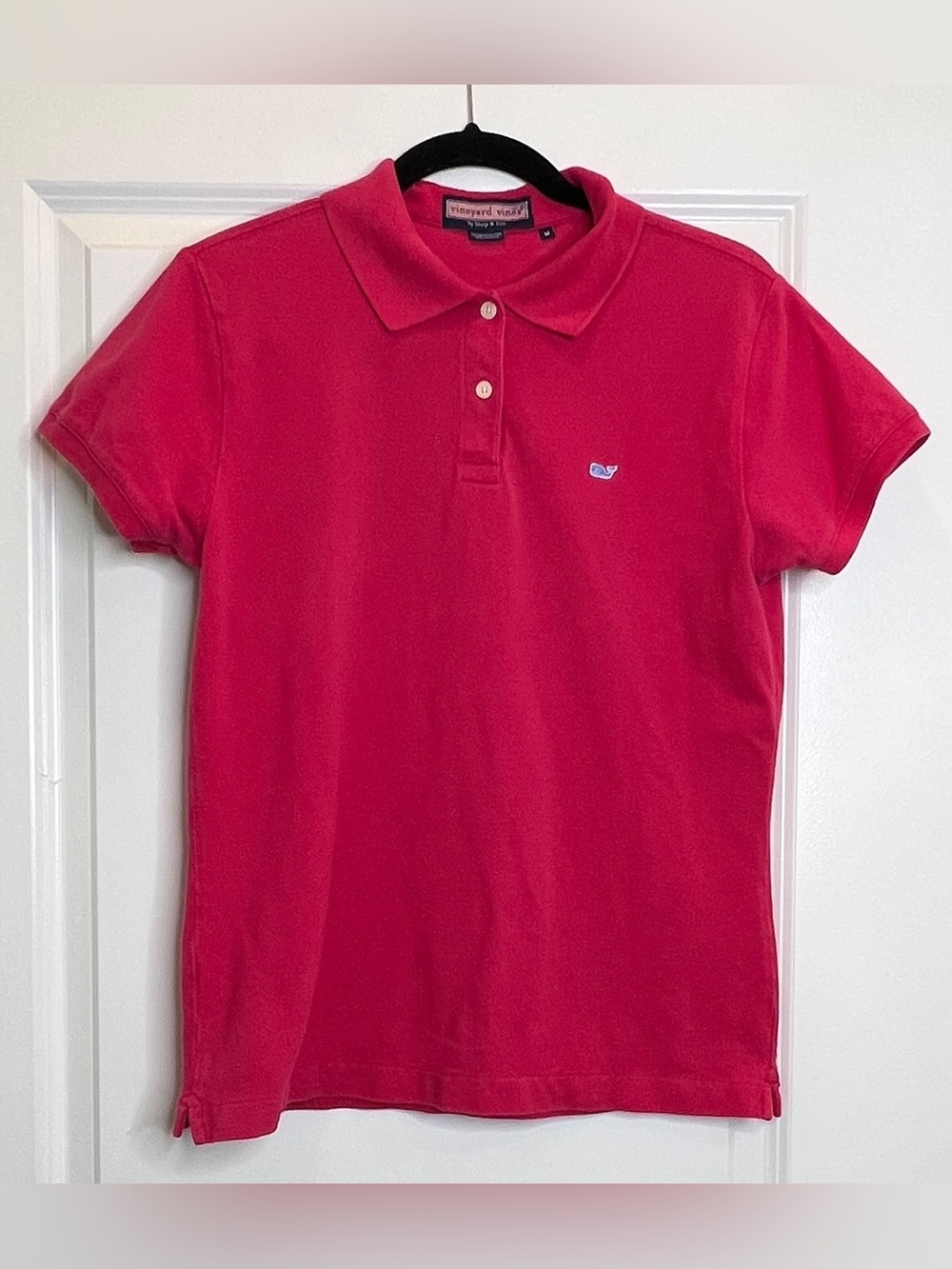 Vintage Vineyard Vines Womens Polo Shirt Medium Pink Cotton Pique Made in Canada